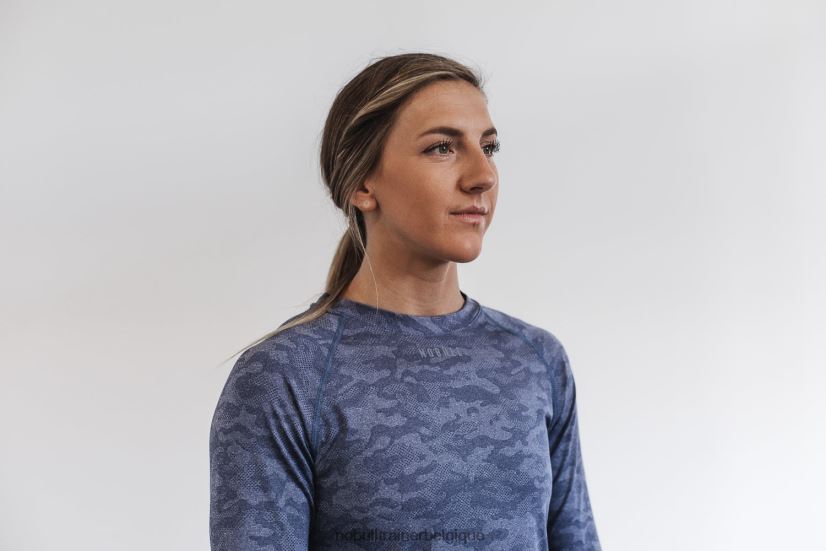 NOBULL T-shirt léger texturé à manches longues pour femmes (camo) marine88R8PT2627