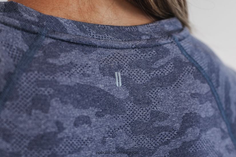 NOBULL T-shirt léger texturé à manches longues pour femmes (camo) marine88R8PT2627