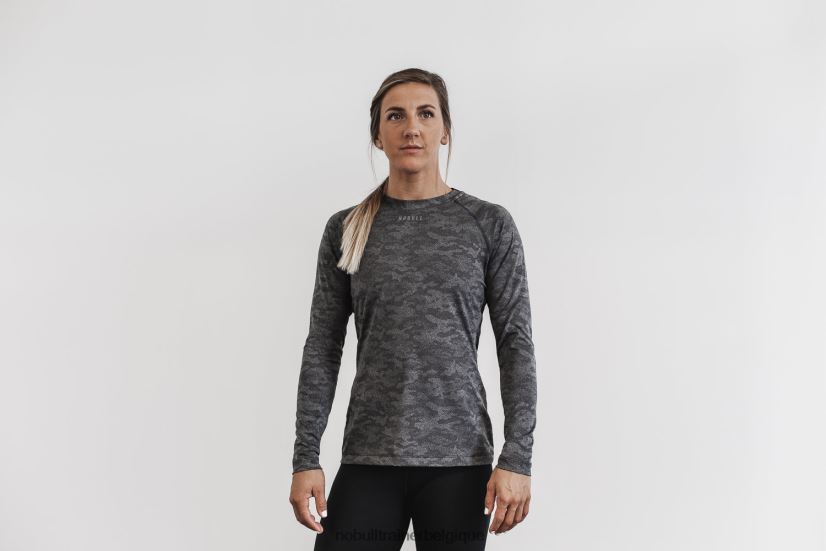 NOBULL T-shirt léger texturé à manches longues pour femmes (camo) noir88R8PT2624