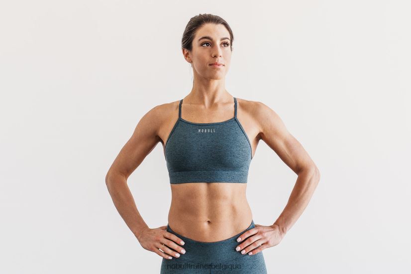 NOBULL soutien-gorge de sport à col montant (peluche chiné) sarcelle88R8PT1917