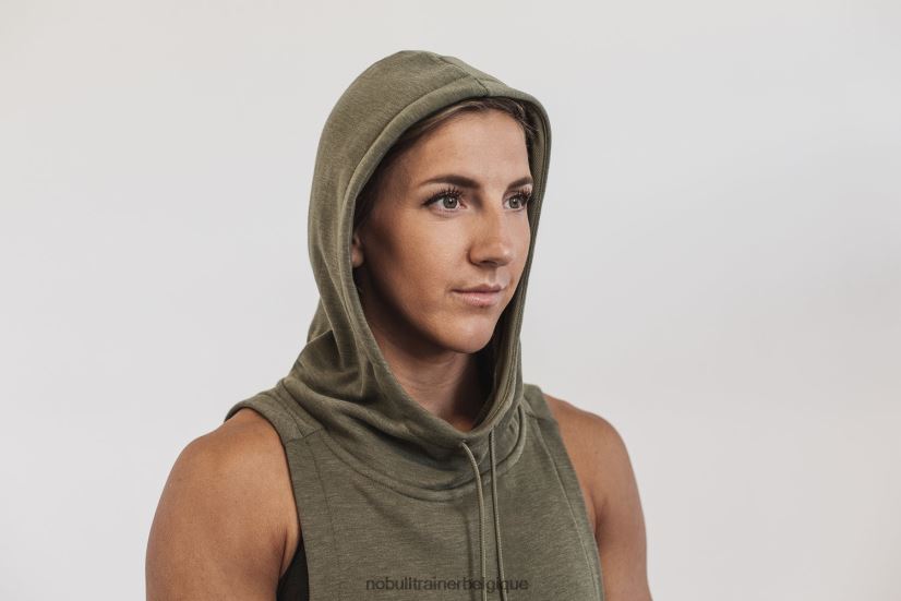 NOBULL sweat à capuche sans manches en micropeluche pour femme army88R8PT2775