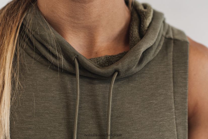 NOBULL sweat à capuche sans manches en micropeluche pour femme army88R8PT2775