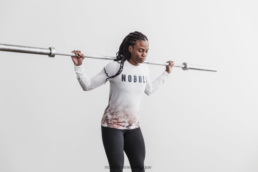 NOBULL tee-shirt à manches longues pour femmes (dip-dye) blanc et caramel88R8PT2658