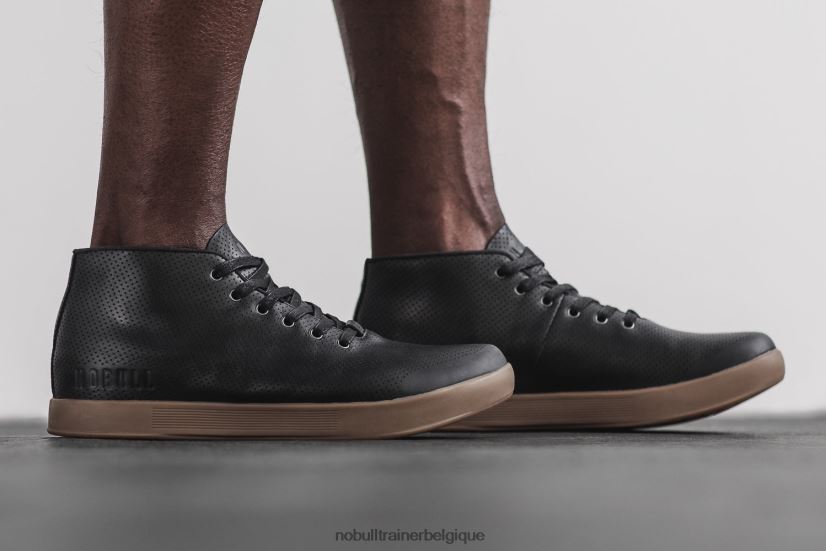 NOBULL basket mi-haute en cuir pour hommes noir88R8PT126
