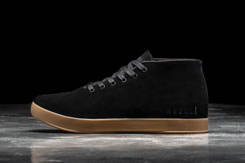 NOBULL basket mi-haute en daim pour hommes noir88R8PT148