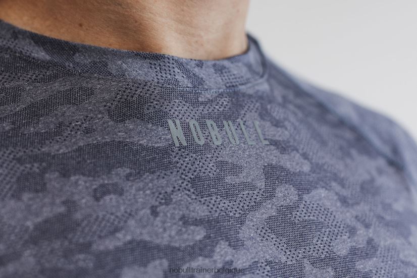 NOBULL T-shirt léger texturé à manches longues pour hommes (camo) marine88R8PT1137