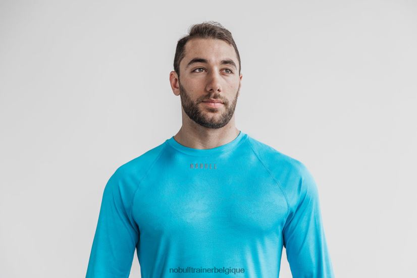 NOBULL T-shirt léger texturé à manches longues pour hommes (camouflage néon) bleu88R8PT966