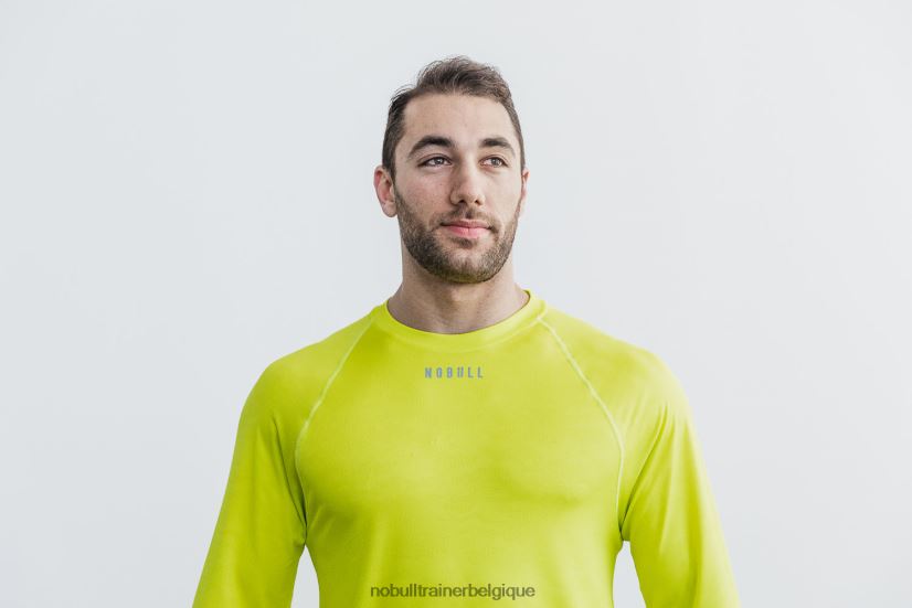NOBULL T-shirt léger texturé à manches longues pour hommes (camouflage néon) jaune88R8PT968