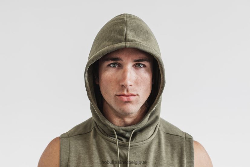 NOBULL sweat à capuche sans manches en micropeluche pour hommes army88R8PT1199