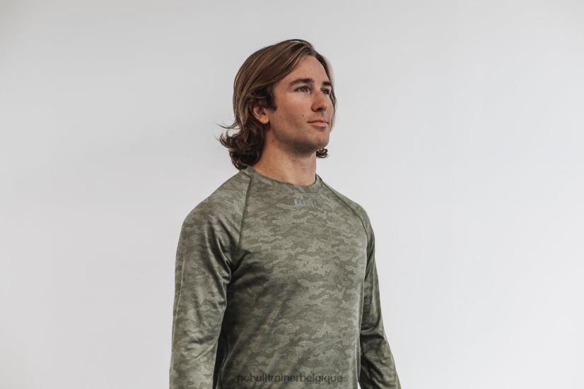 NOBULL tee-shirt léger texturé à manches longues pour hommes (camo) army88R8PT1132