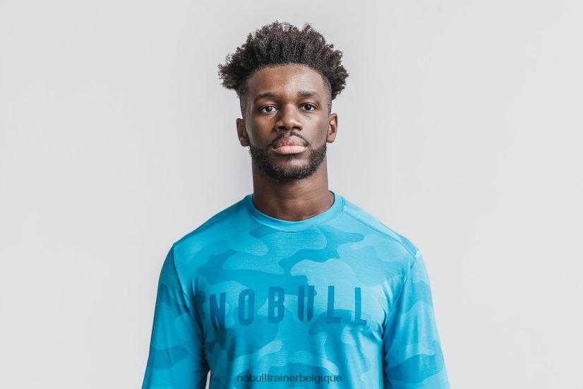 NOBULL tee-shirt à manches longues pour hommes (camouflage néon) bleu88R8PT995