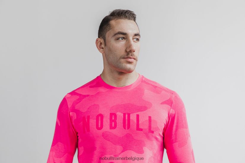 NOBULL tee-shirt à manches longues pour hommes (camouflage néon) rose88R8PT994