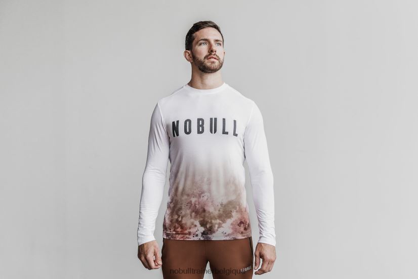 NOBULL tee-shirt à manches longues pour hommes (dip-dye) blanc et caramel88R8PT1121