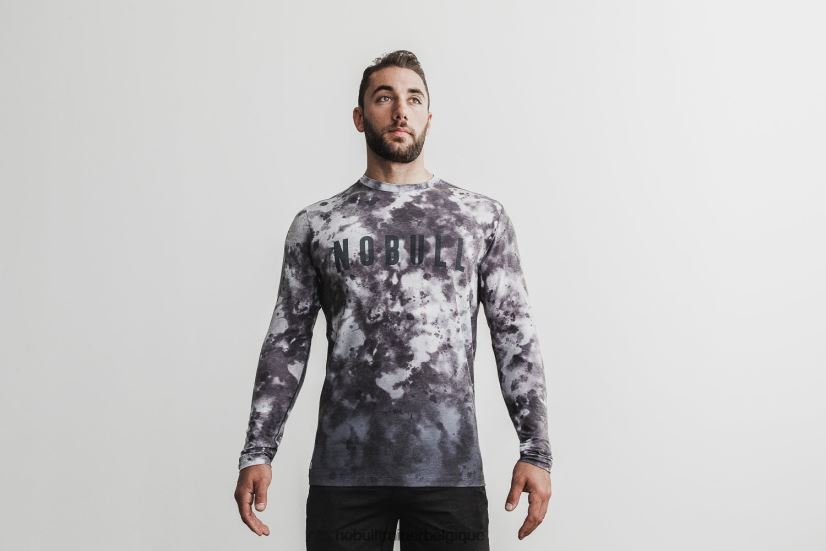 NOBULL tee-shirt à manches longues pour hommes (dip-dye) blanc et noir88R8PT1120