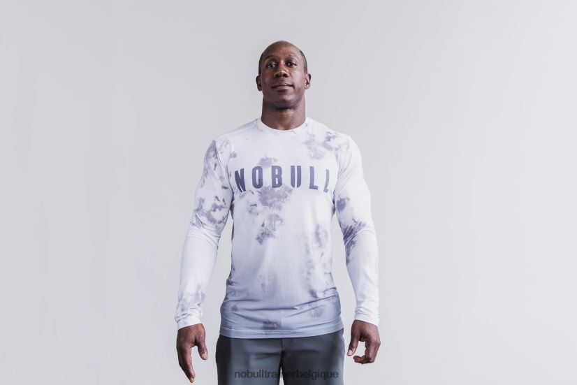 NOBULL tee-shirt à manches longues pour hommes (dip-dye) blanc et nuage88R8PT1119