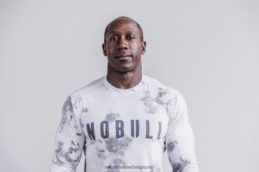 NOBULL tee-shirt à manches longues pour hommes (dip-dye) blanc et nuage88R8PT1119