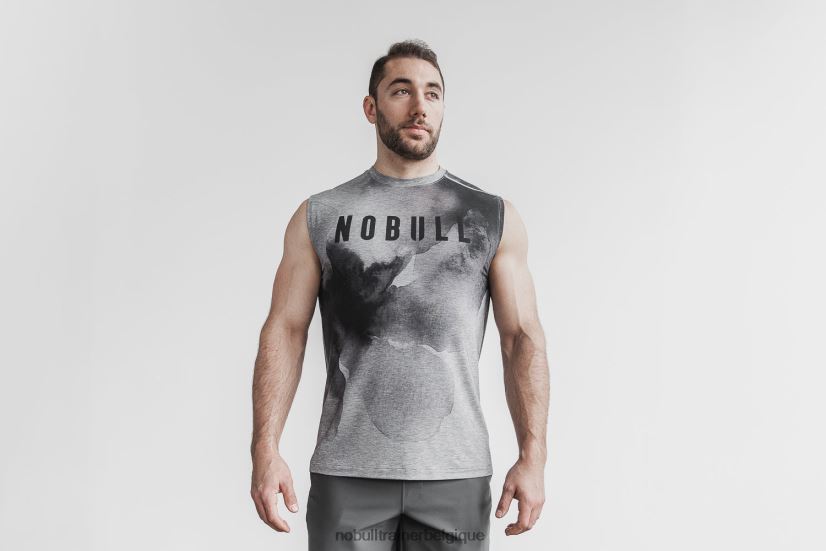 NOBULL tee-shirt sans manches pour hommes (aquarelle florale) gris88R8PT895