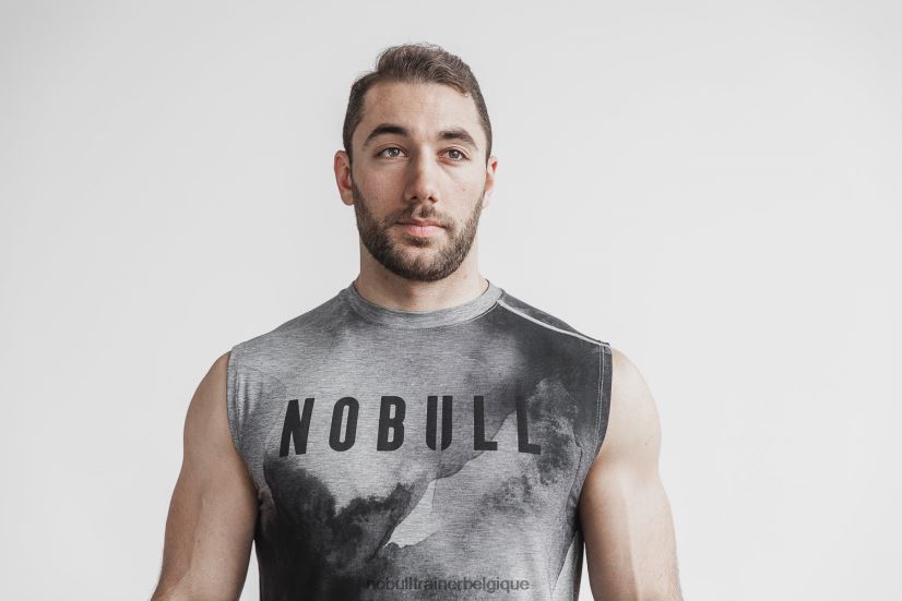 NOBULL tee-shirt sans manches pour hommes (aquarelle florale) gris88R8PT895